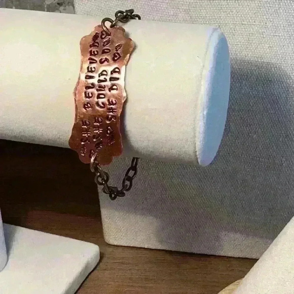 Copper Inspirational Bracelet “She believed she could so she did” - Picture 2 of 4